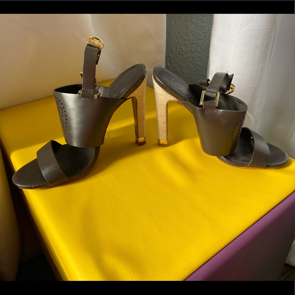 Tory Burch Brown Leather Sandal Heels